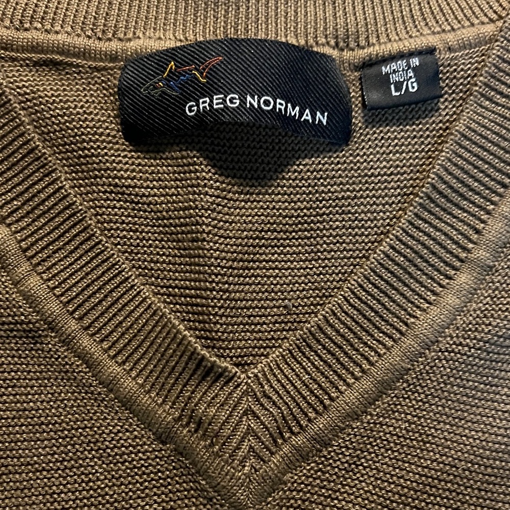 Greg Norman Collection Men's Tan V-Neck Sweater
